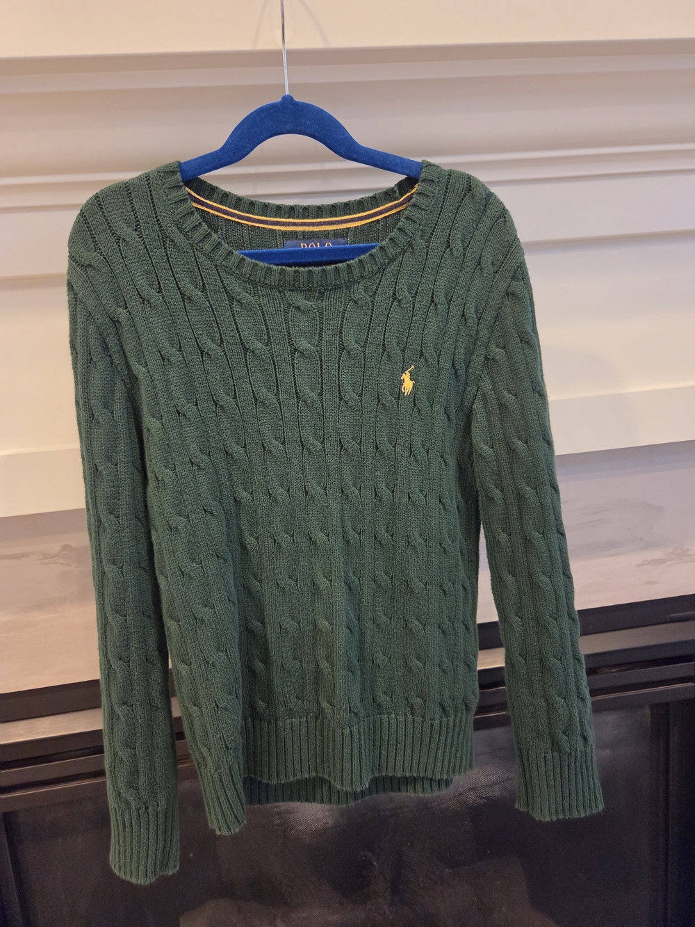 Ralph Lauren Green Cable-Knit Crewneck Sweater